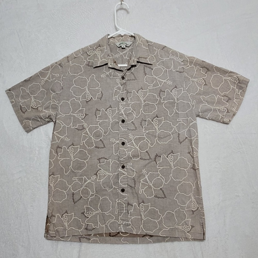 Aloha Days Men's Shirt Size M Medium Hawaiian Button Up Short Sleeve Casual Gray
